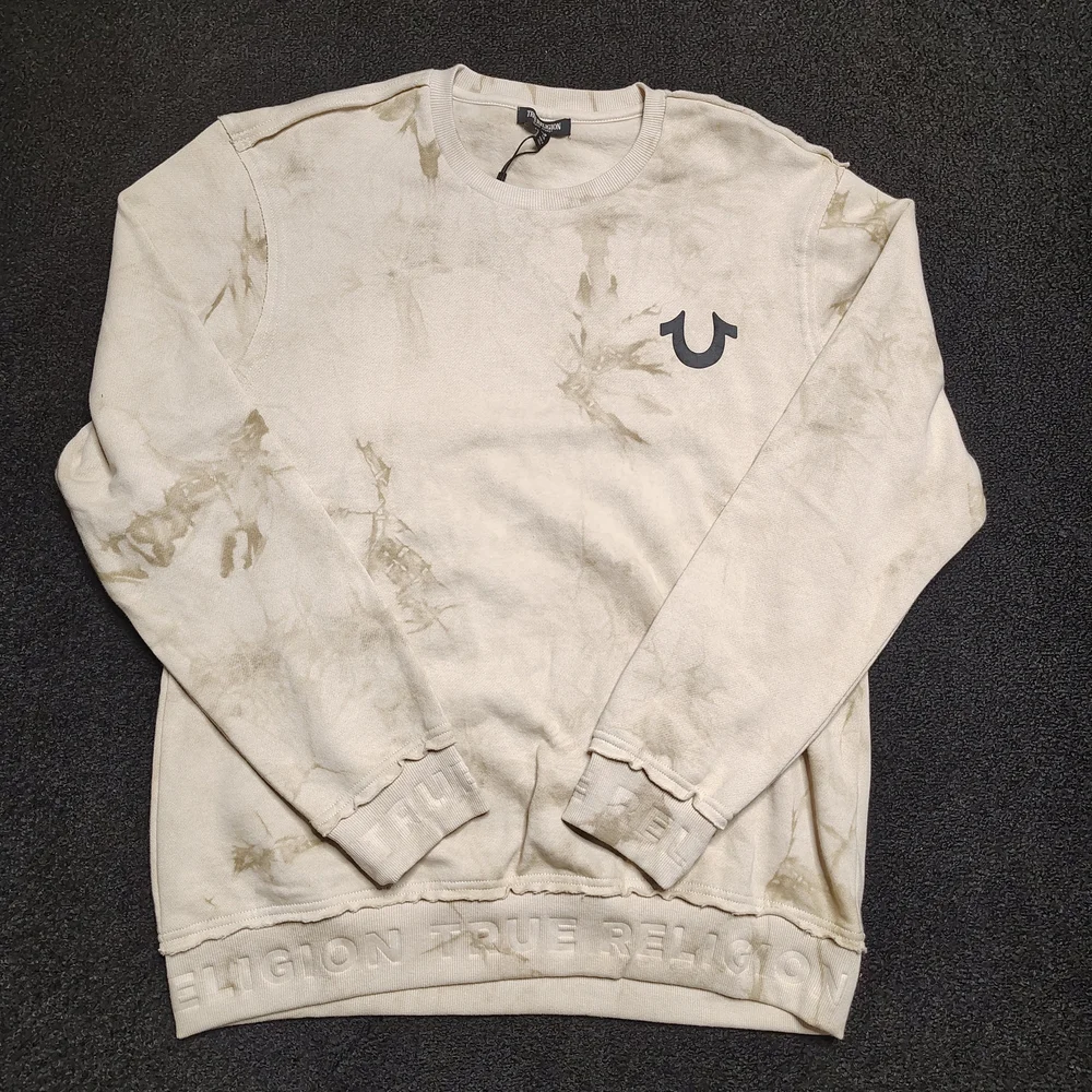 True Religion Beige Tie-dye Debossed Pullover Sweatshirt Mens Large New